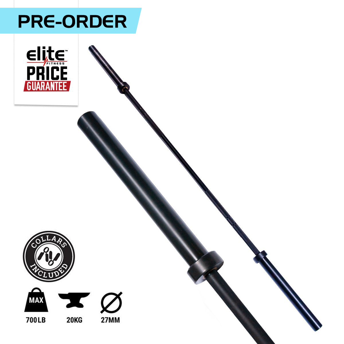 700LB Barbell W/ Black Oxide (2 Bearing)