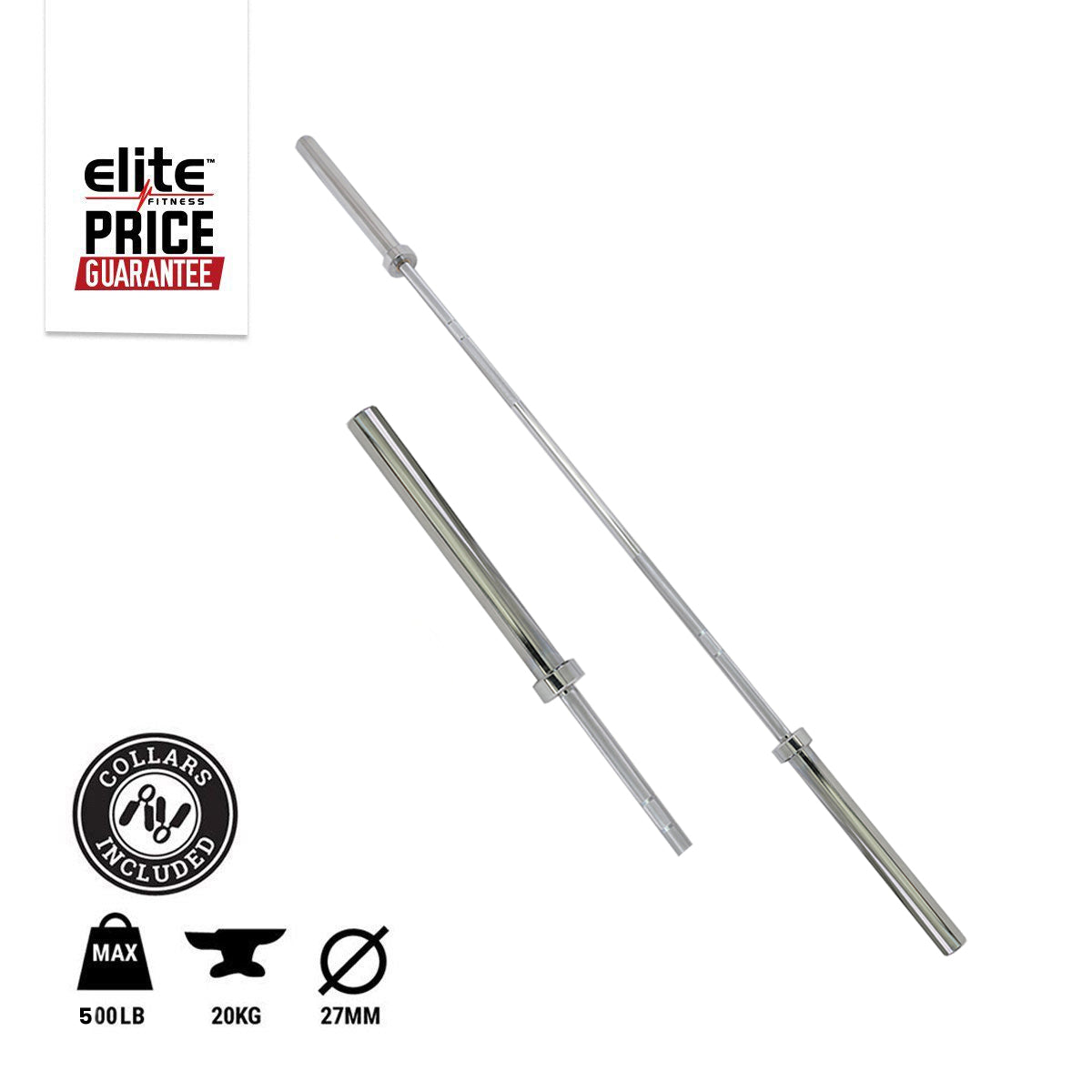 500LB 7FT Chrome Economy Barbell (2 Bearing)