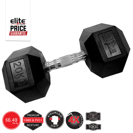 Chrome Handle Rubber Hex Dumbbell