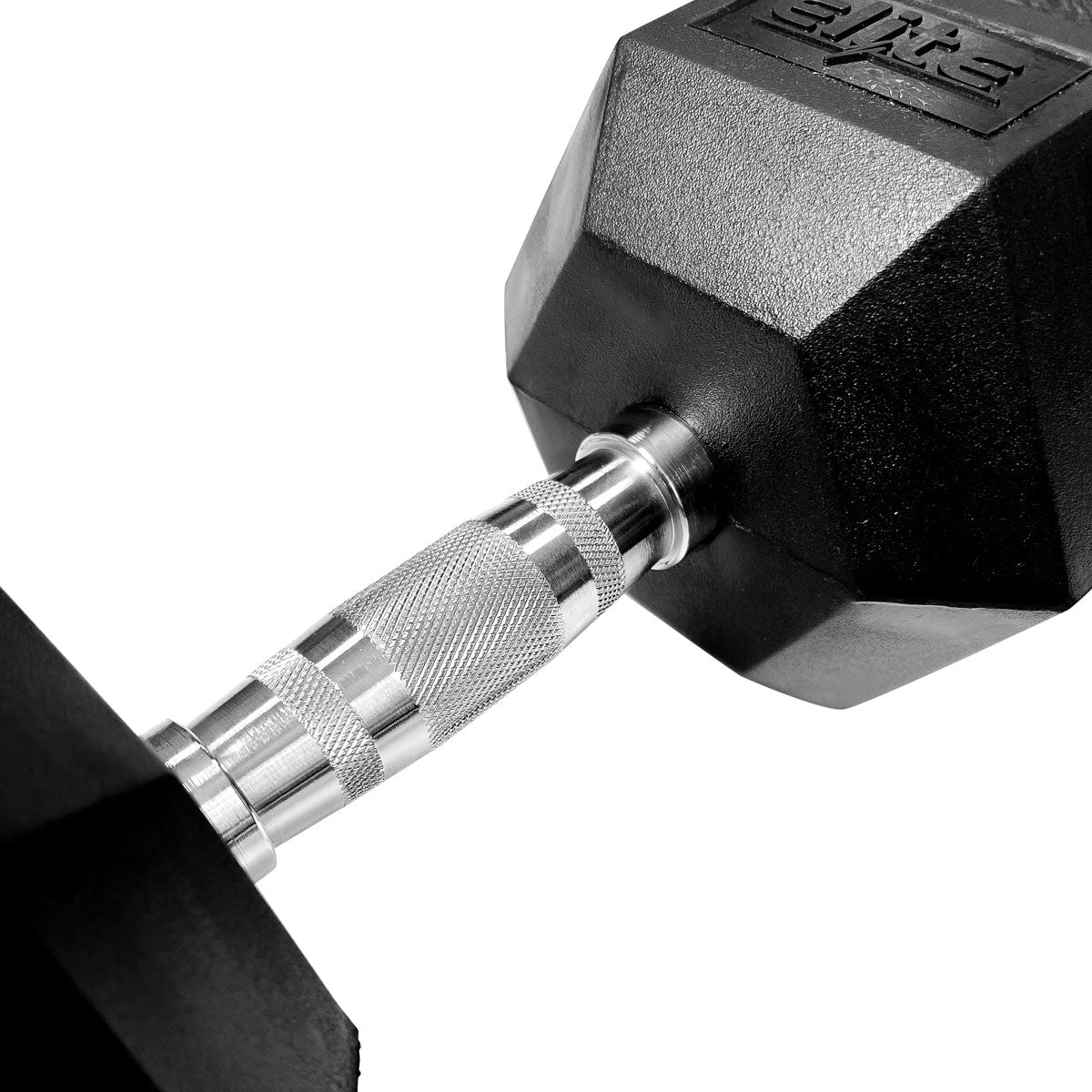 Chrome Handle Rubber Hex Dumbbell