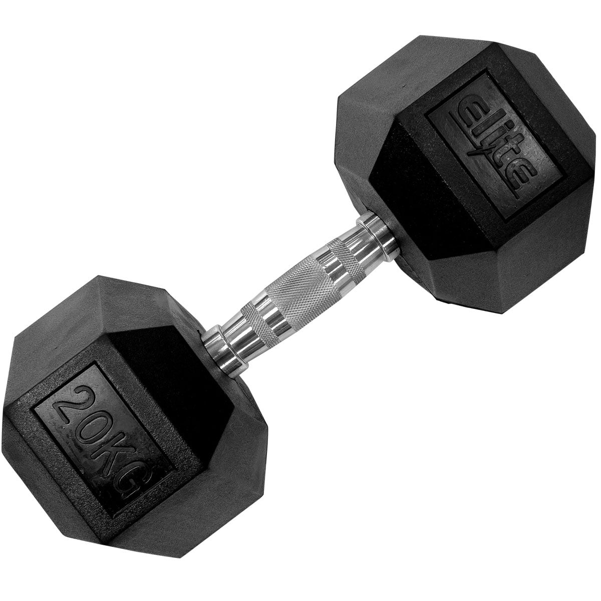 Chrome Handle Rubber Hex Dumbbell