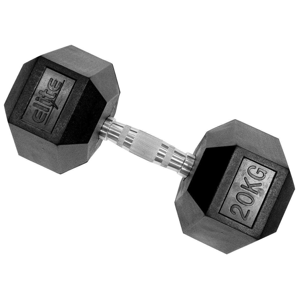 Chrome Handle Rubber Hex Dumbbell