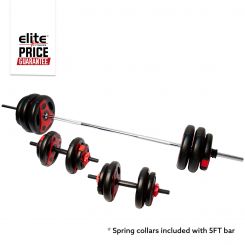 PREMIUM 50KG RED/BLK DUMBBELL SET