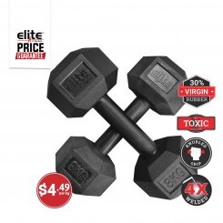 BLACK HANDLE RUBBER HEX DUMBBELL